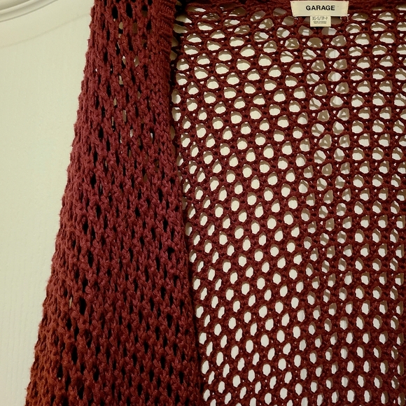 Garage Loose Knit Shrug, Three-Quarter Sleeve - Burgundy, US/CA XS - Picture 2 of 4